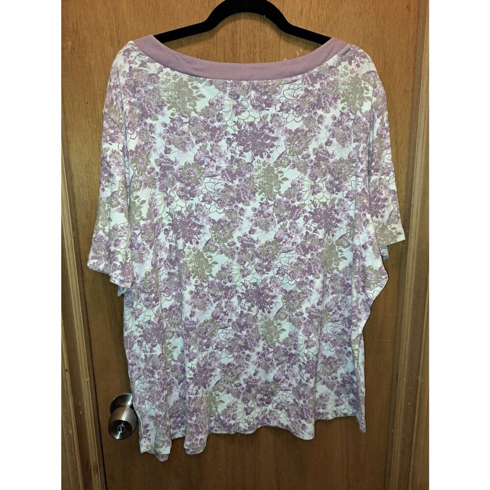 Women's Plus White Stag purple Floral T-Shirt Size 4X - Picture 4 of 6